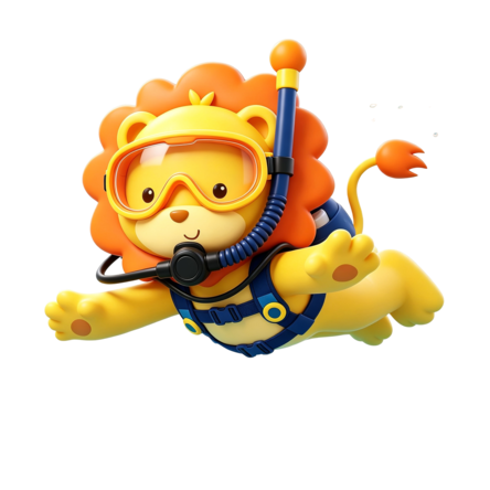 LumaVPN diving lion mascot